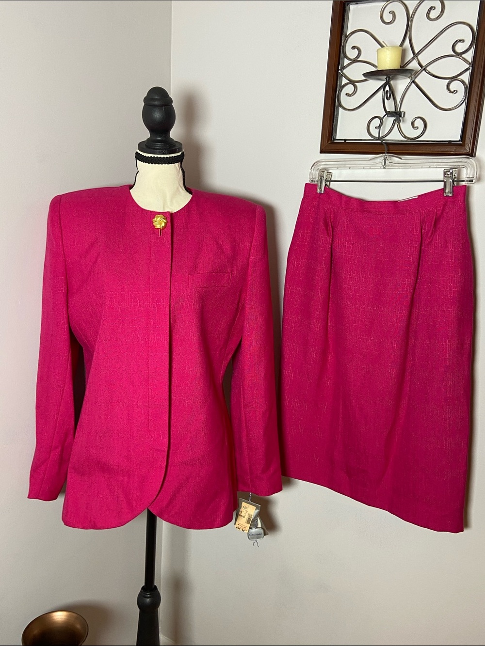 Christopher  French Fuchsia Tailored Blazer and Skirt Set